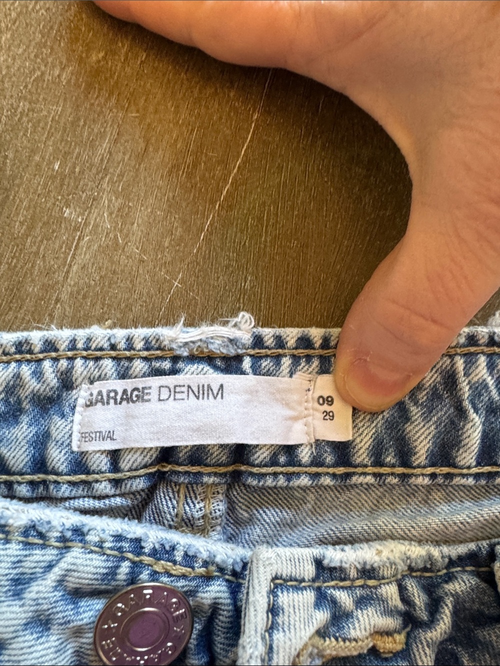 Garage Denim Distressed Light Blue Denim Shorts, Size 9 - Picture 2 of 8